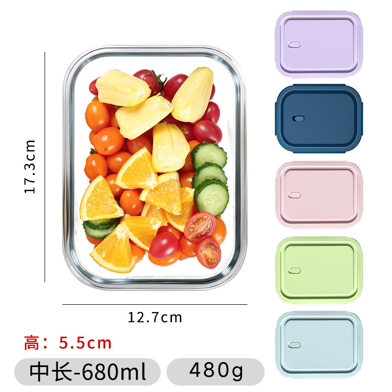 Lonchera de vidrio, apta para microondas, tazón especial para oficinistas, lonchera con compartimentos, lonchera bento para frutas, caja para conservar alimentos frescos