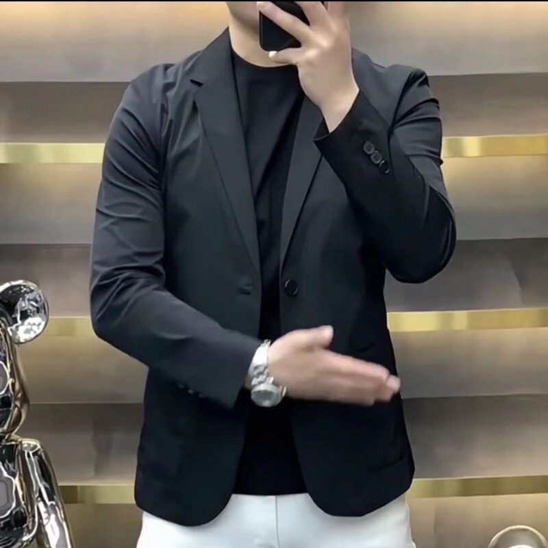 Autumn men's blazer jacket 2026 new model, solid color, versatile for business, slimming, Korean style, slim-fit men's suit Autumn men's blazer jacket 2026 new model, solid color, versatile for business, slimming, Korean style, slim-fit men's suit