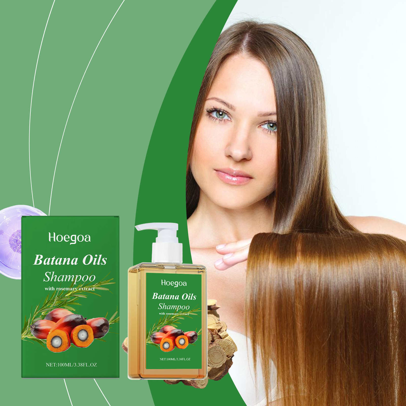 Cross-Border Hit Product Hoegoa Batana Hair Care Shampoo Cleanses Hair, Leaves It Comfortable and Light, and Provides Hair Care