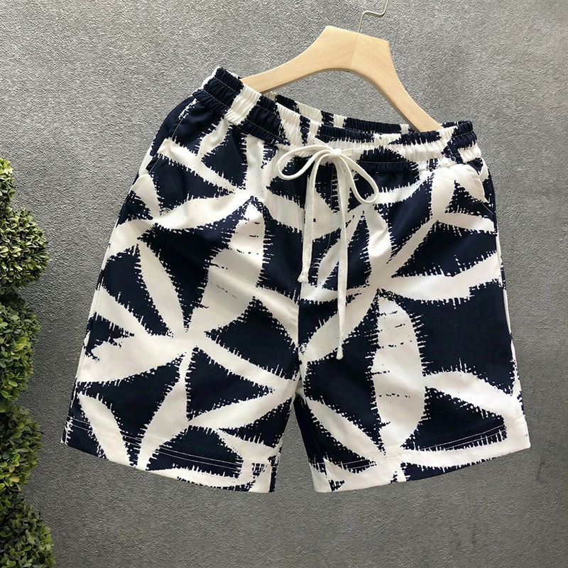 Men's Vintage Floral Print Shorts High Street Fashion Loose Fit 5-Inch Casual Beach Shorts Summer Retro Style_viptrois.com