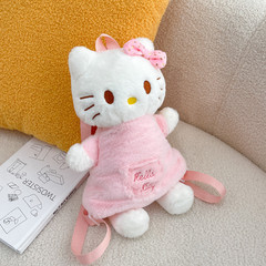Cute plush bag for girls, 2024 new trendy cartoon doll style, Japanese-style KT cat-themed backpack with girlish charm