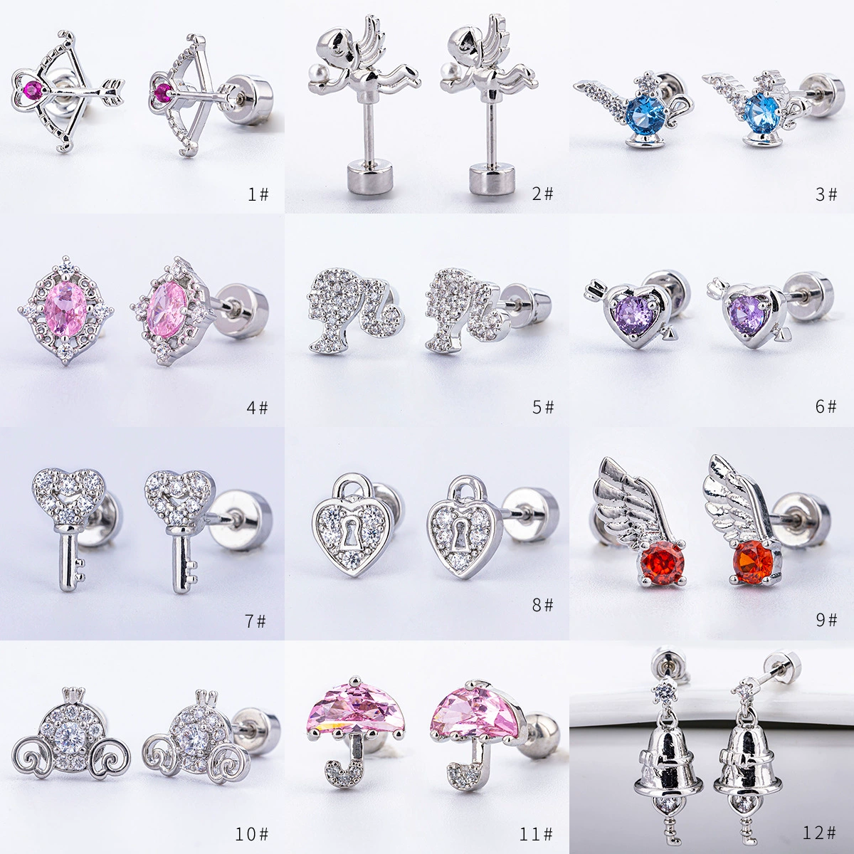 Серьга (Xiaohongshu) одинарная сережка, медицинская сталь титана, позолота, 0.8 мм стержень × 6 мм