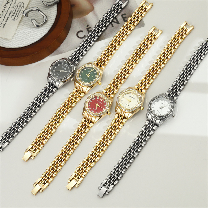 Light Luxury Diamond-Encrusted Women's Watch, High-End Small Dial Watch, Niche Style Steel Band Quartz Watch, Commuter Wristwatch
