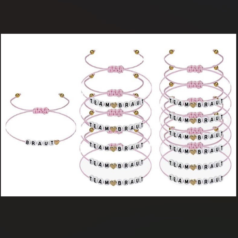 European and American Cross-border INS Style Women's Love Letter Bracelet Hand-woven 12 Pink English TEAM Bracelet