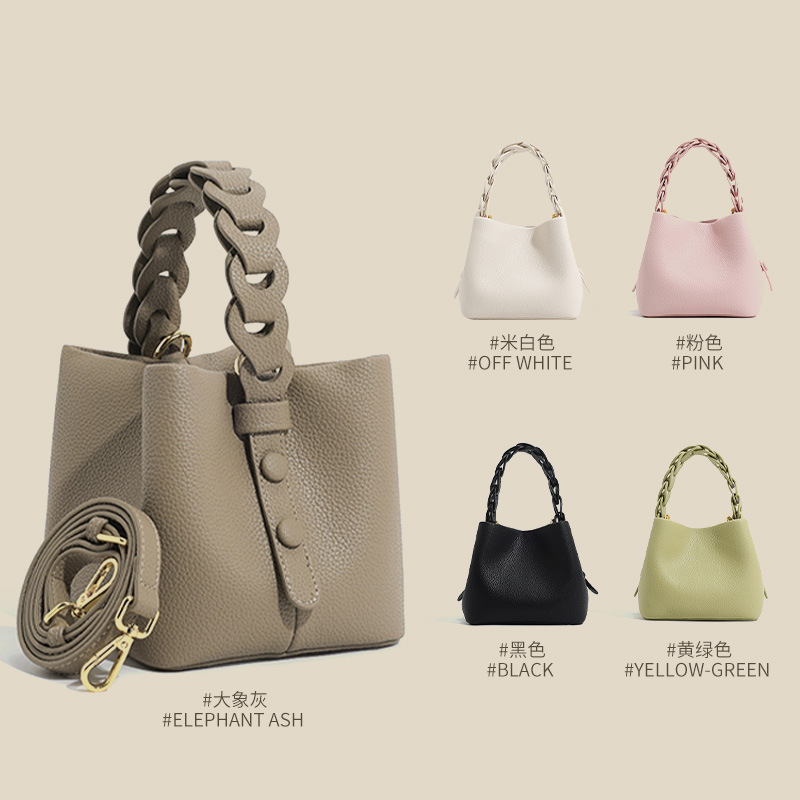 Spring 2025 New Soft Leather Vegetable Basket Bag High-end Touche Totter Shoulder Crossbody Bag Mini Bucket Handbag for Women