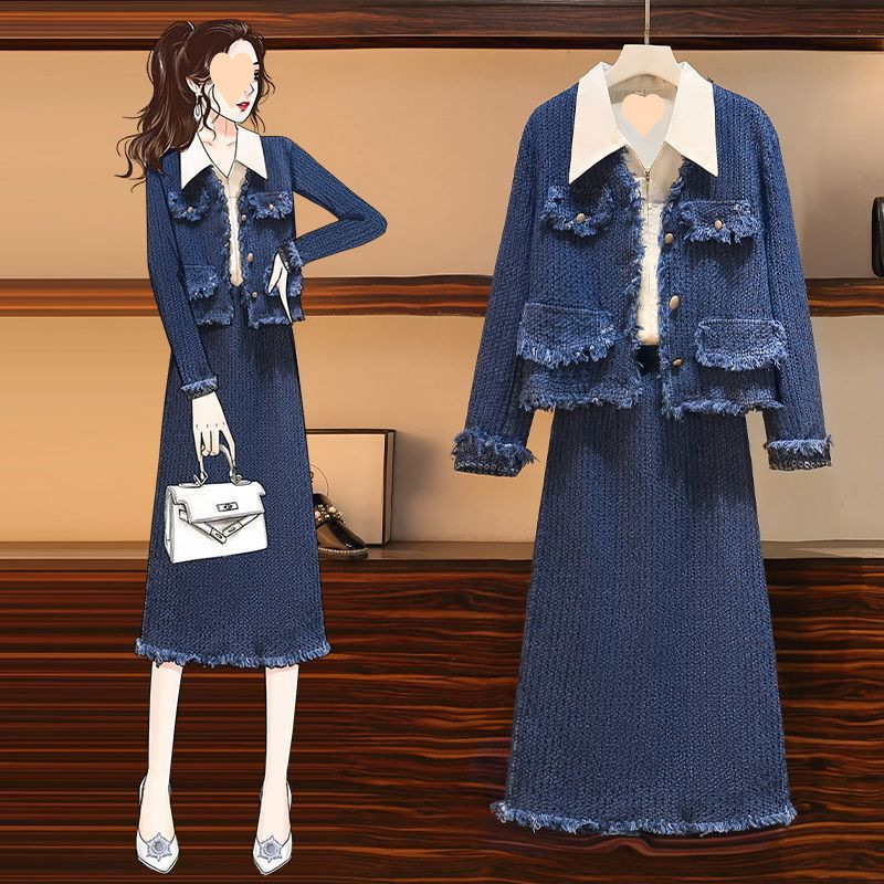 Jacquard cardigan jacket in autumn and winter new style small fragrance style two-piece short jacket cardigan outfit high-end celebrity style