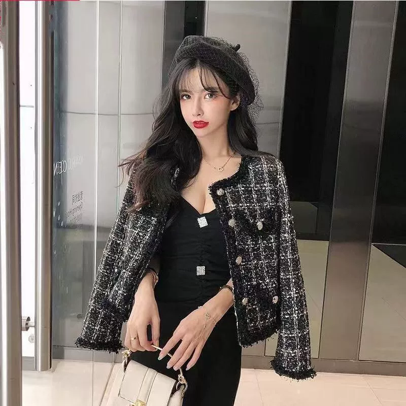 Элитная короткая куртка, стиль Chanel, осень, для подростков, приталенная, западный стиль