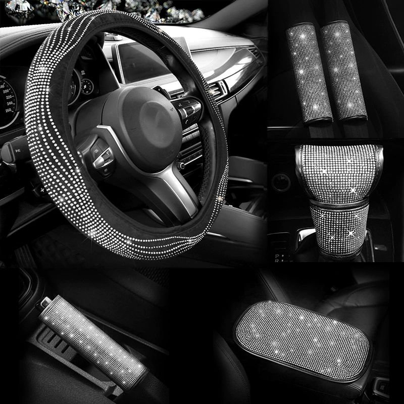 Автомобильный чехол рулевого колеса с бриллиантами и волнами летняя защита плеча чехол для подлокотника