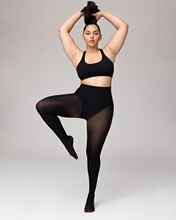 E 74035 Womens Fleece Leggings Opaque Black High Waist �ӽq