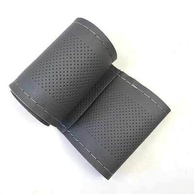 Steering wheel cover – Dropshipping Leather Car Handle Cover - gray-medium-hole-gray-line-38cm