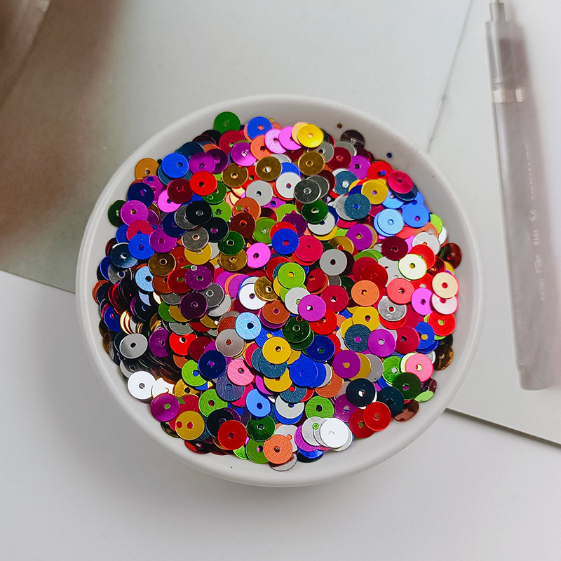 Yaluo PET lentejuelas 6MM ronda plana agujero medio DIY plata fondo multicolor de detección de Chuck de comercio exterior color mezclado PIN de fábrica