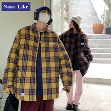 NASA冬季棉衣冬装新款百搭格子棉衣棉服潮牌宽松加厚外套男女同款