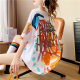 Niche fun color contrast printed cotton short sleeve T-shirt women's summer new style graffiti loose long top
