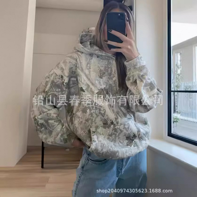 欧美跨境新款纯色碎花卫衣3D印花连帽潮流时尚休闲宽松长袖卫衣|undefined