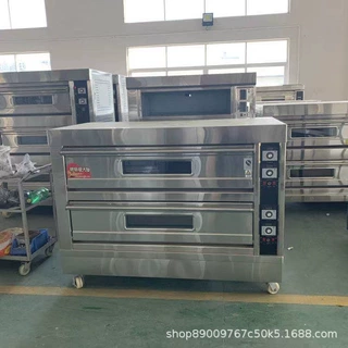 烤箱Grate oven两层六盘电燃气层炉烘焙机器蛋糕披萨店设备400℃