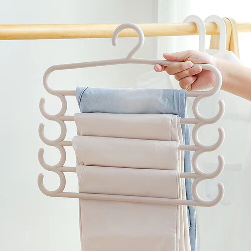 Creative Home Multi-layer Storage Pants Rack Fresh Plastic Clothes Hanger Multifunctional Non-slip Dresser Tie Rack Scarf Holder
