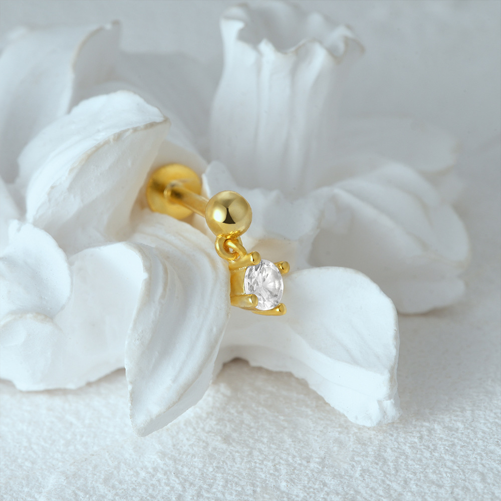 2g Weight Zircon Inlay Material Ear Studs Classification 1 Piece Quantity Daily Occasion 925 Sterling Silver Material Geometric Pattern Women's Gender Plating Design Simple Style Style 1 Piece Ear Cartilage Rings & Studs Simple Style Geometric 925 Sterling Silver Plating Zircon 72