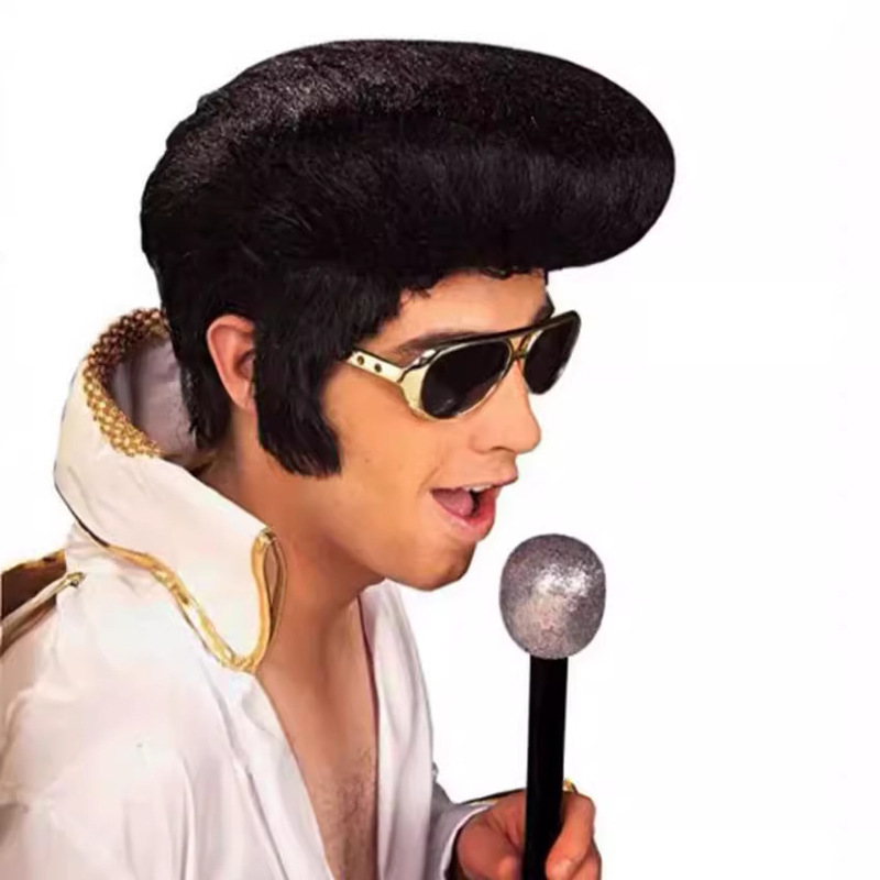 Elvis Pulreley Elvis Rock Wig Concert Cheer Props Stage Performance Dress up