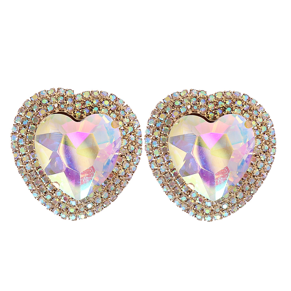Boucles D&#39;oreilles Diamant En Alliage En Forme De Coeur display picture 11