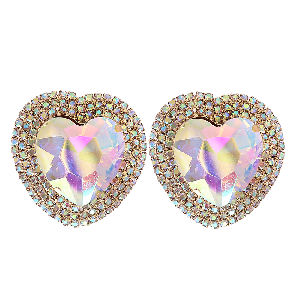fashion heart-shaped alloy diamond earrings