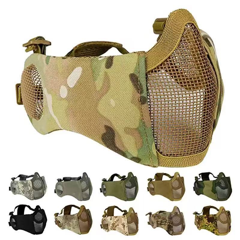 CS面罩V14半脸钢丝网护嘴户外战术防暴面具骑行面罩现货供应跨境