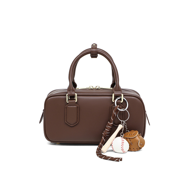 Women's Handbag 2026 New Summer Crossbody Bag Genuine Leather Shoulder Small Square Bag Bowling Bag - Thumbnail 5