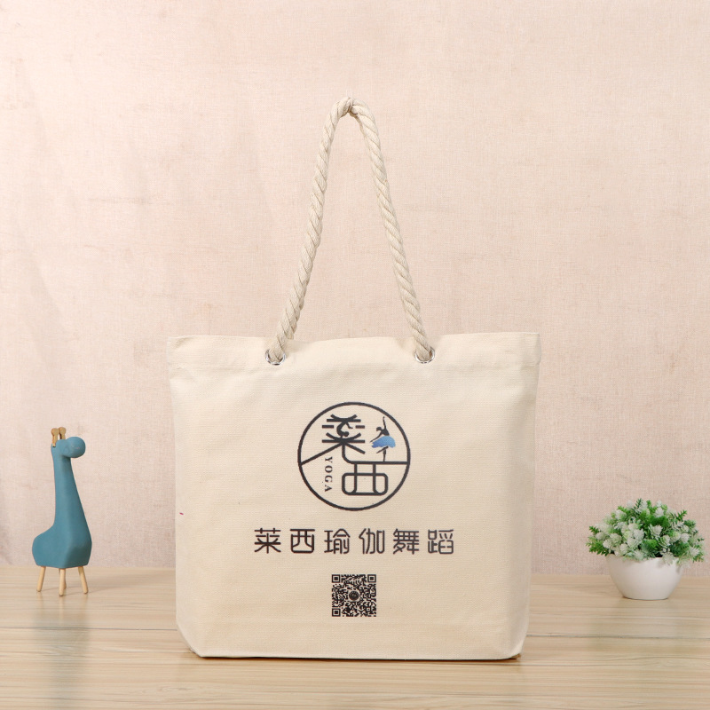 直供丝印麻绳广告礼品宣传棉布手提袋热转印学生培训单肩帆布袋