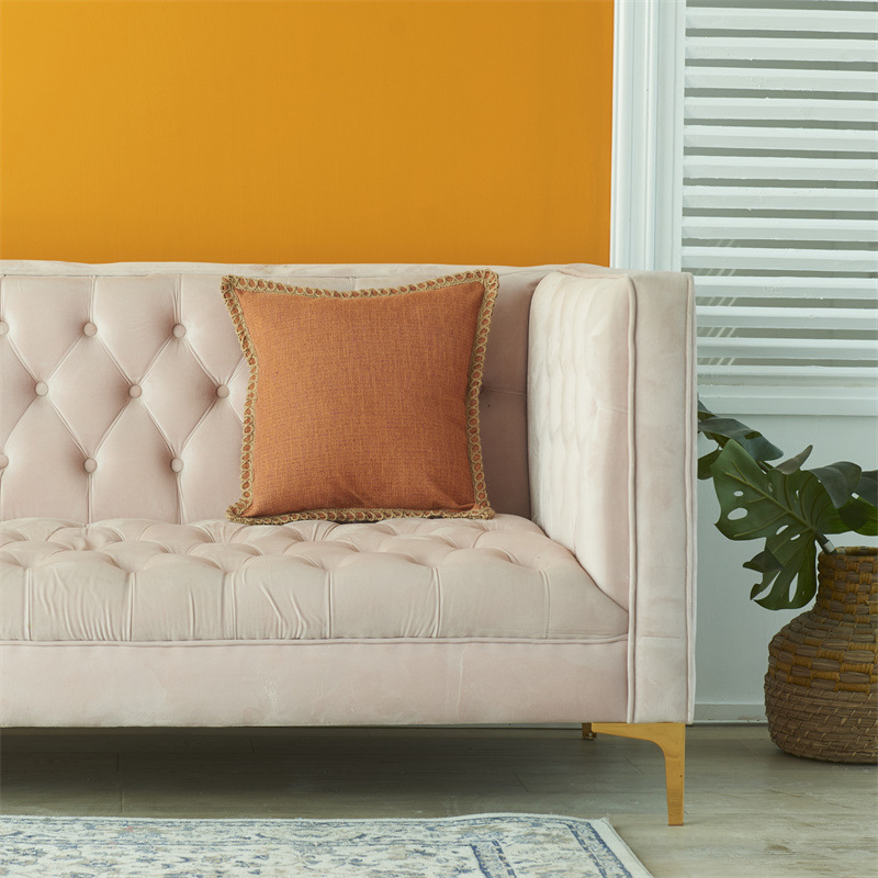 Housse de coussin de canapé décorative tissée en lin de couleur unie simple de style nordique nouvelle taie d'oreiller de décoration pour la maison_voghion.com