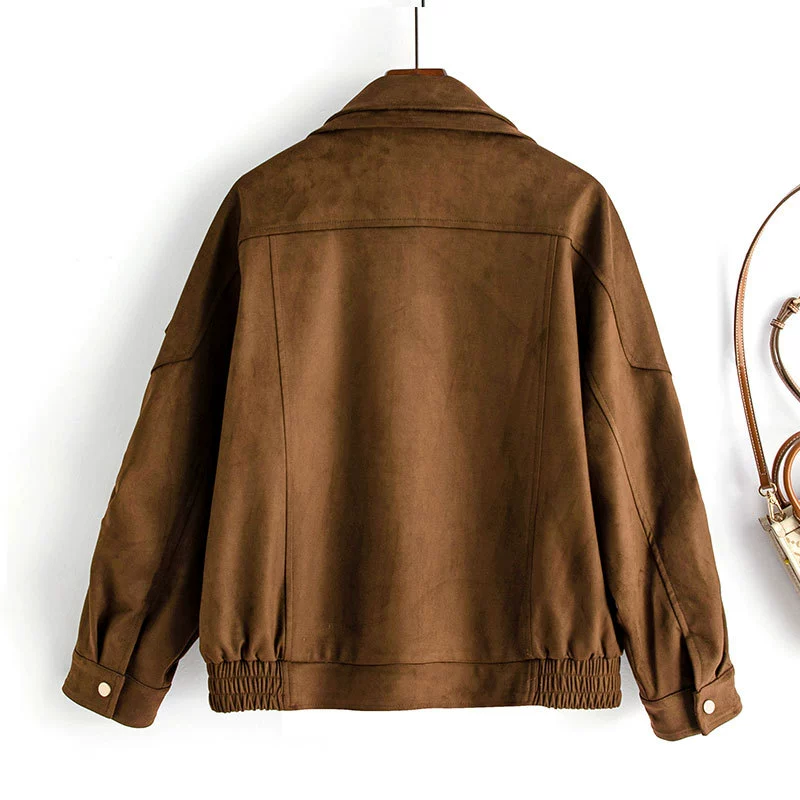 Autumn short jacket, genuine leather, oversize, plus size