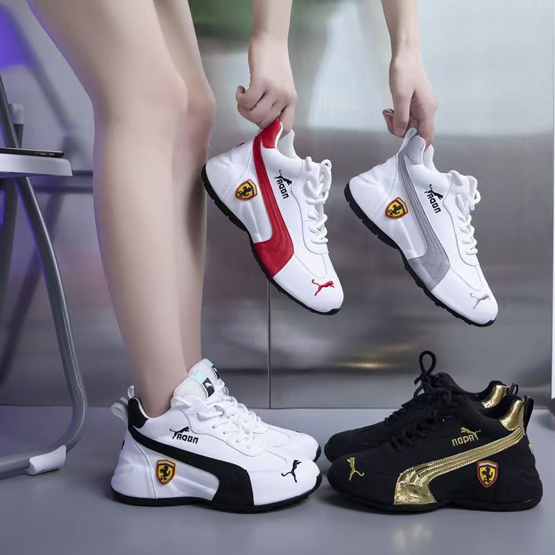 Cross-Border Men's Shoes 2025 New Trendy Shoes Korean Version Versatile Running Sneakers Leather Breathable Trendy Couple Casual Shoes