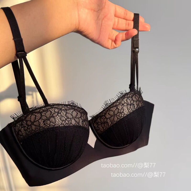 "Silhouette" Light Luxury Design ~ Pure Desire Lace Half-Cup Lingerie, Sexy Bra for Women with Small Busts That Enhances and Enlarges the Appearance