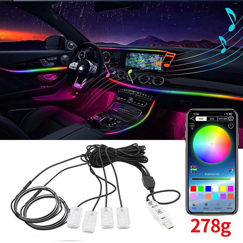 Transfronterizo exclusivo coche mágico color modificado LED acrílico faro USB instalación libre de agua Lámpara decorativa
