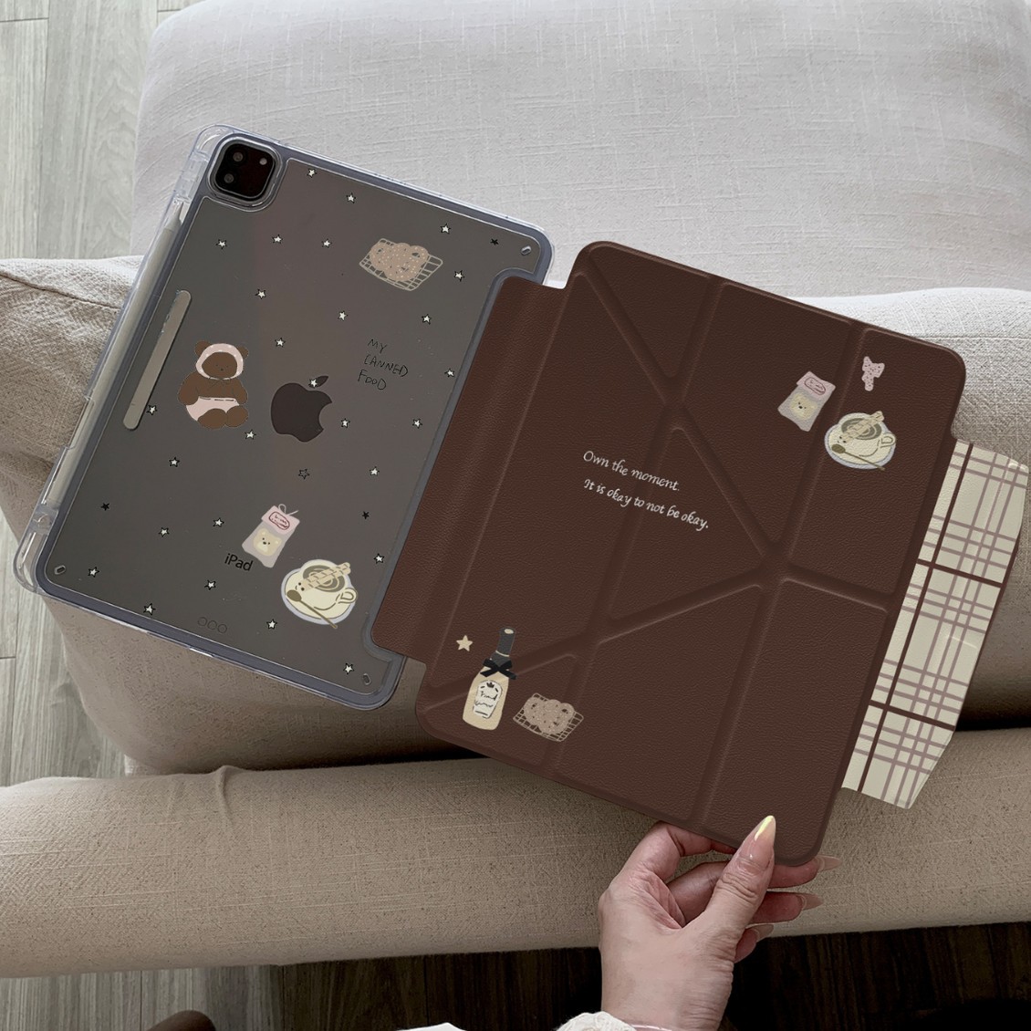 Bear Afternoon Tea Suitable for iPad Air Tablet Protective Case Mini 6Y Fold Pro with Pen Slot 10Th Generation Plaid 11inch