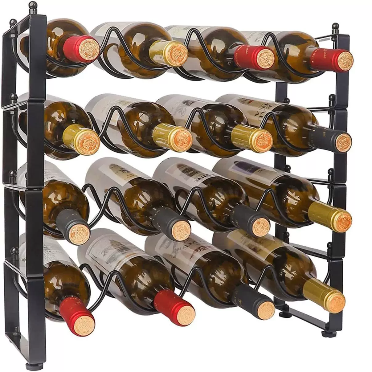 金属红酒架摆件现代铁艺高颜值葡萄酒柜置物架四层四瓶放酒格