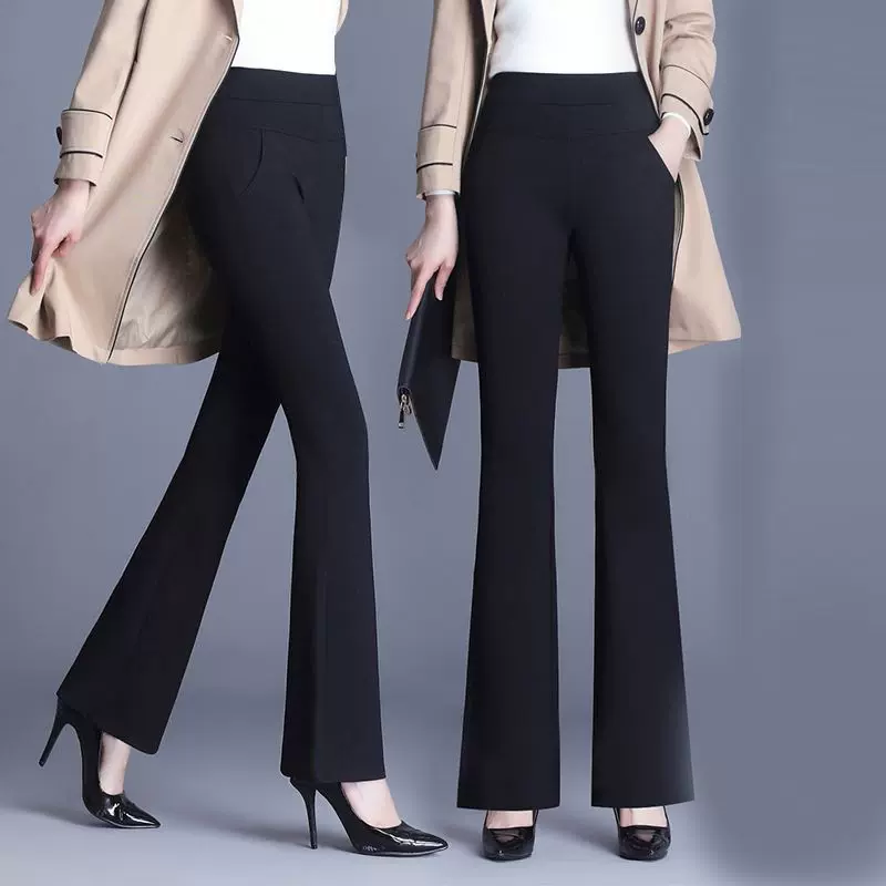 微喇裤子女春秋夏季2025新款高腰松紧显瘦大码妈妈女士休闲喇叭裤