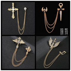 男士胸針批發高檔氣質新款信仰金色銀色十字架寶劍翅膀教堂禮物