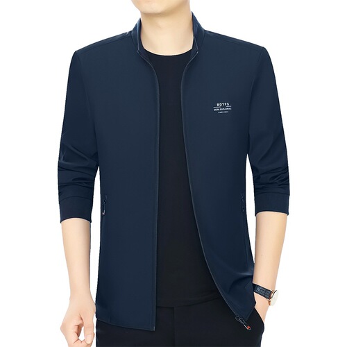 Spring and Autumn Season Stand Collar Middle-Aged Men's Casual Jacket Top Thin Outerwear Father's Suit Large Size New Hot Selling