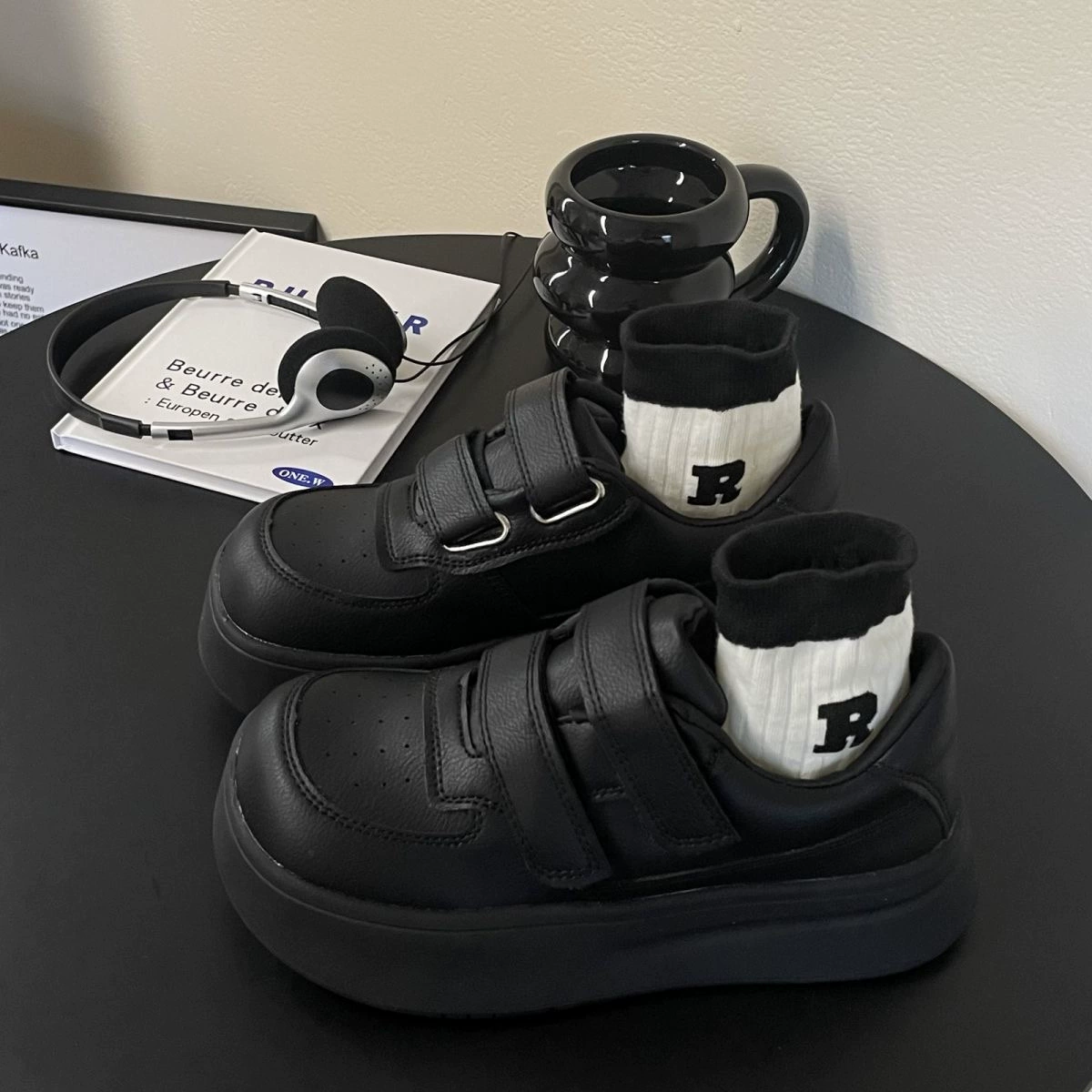 Новые осенние универсальные белые туфли Maillard на толстой подошве 2024 года, женские туфли на липучке, стильные высококачественные туфли для досок