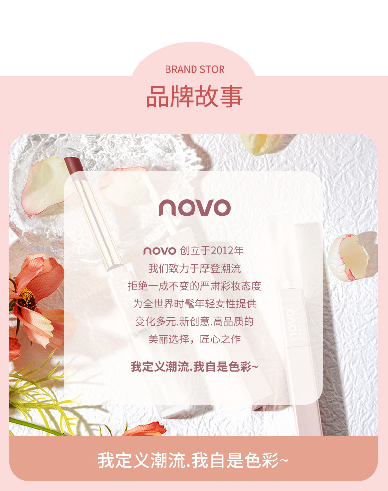 NOVO Smooth Mist raincoat Lipstick Waterproof setting, one-coat film not easy to stick to the cup, lock lip color lipstick wholesale undefined