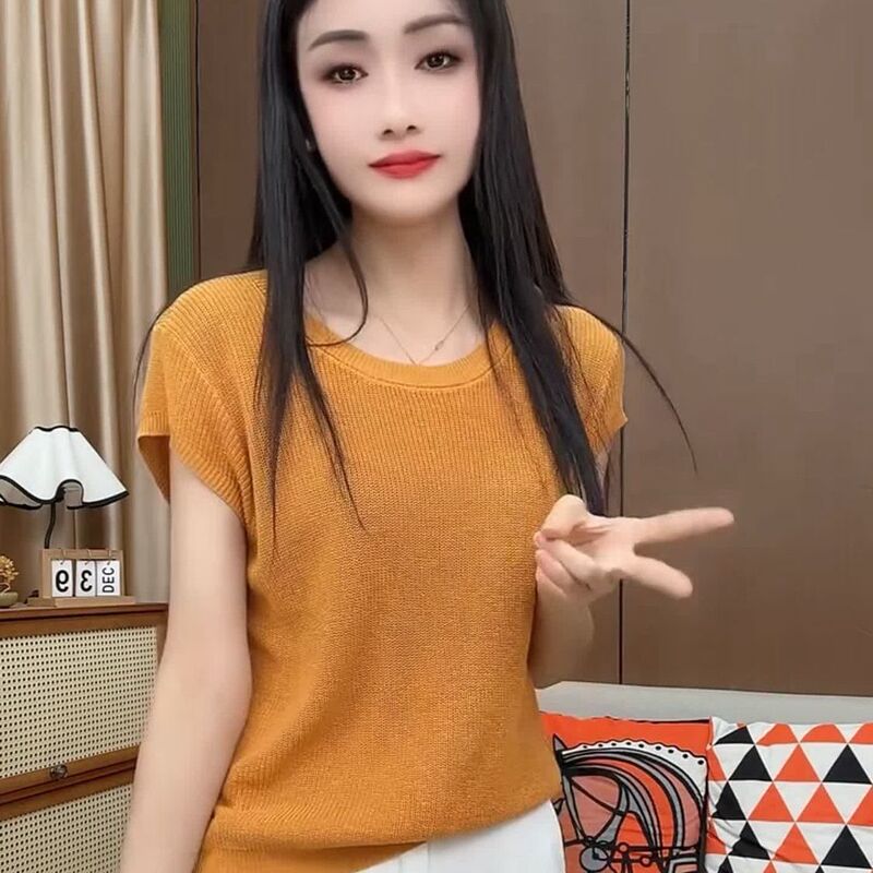 设计感后背镂空短袖针织衫女2025夏季新款洋气减龄别致上衣潮女装|undefined