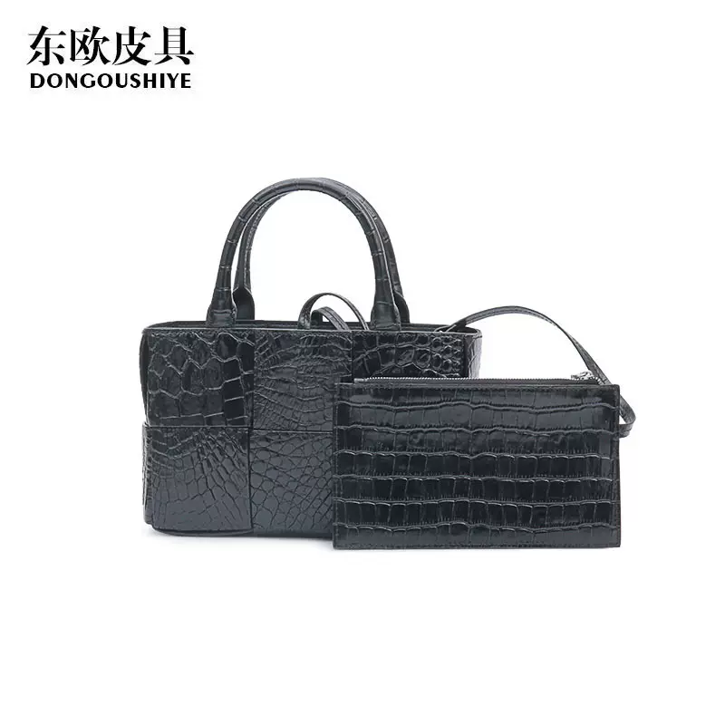 2025新款真皮鳄鱼皮手提包时尚潮流手提包大容量跨境二件套子母包