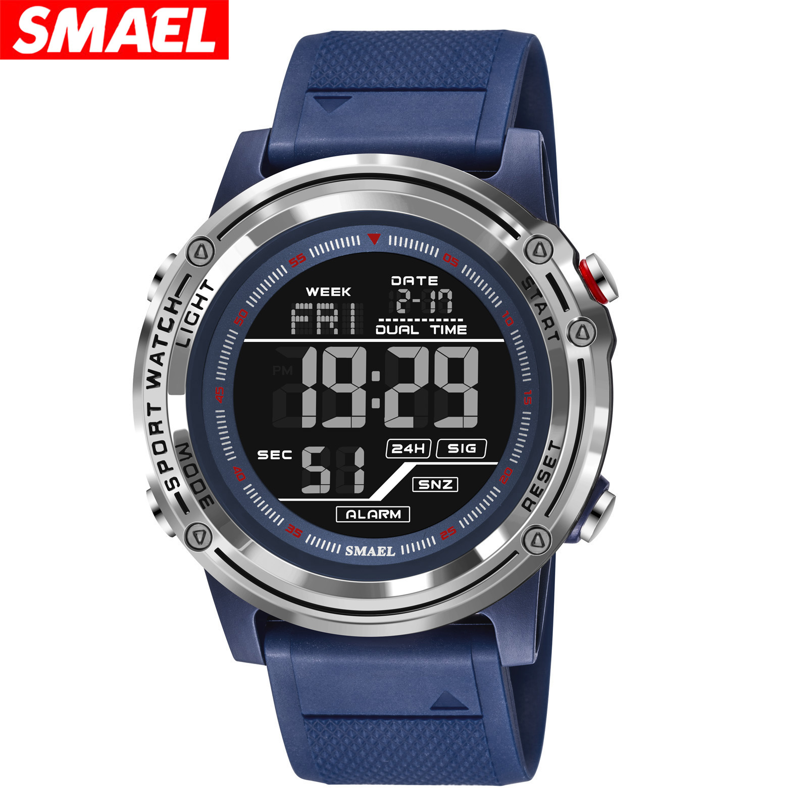 SMAEL reloj deportivo de pantalla única al aire libre estilo callejero personalidad impermeable reloj electrónico para hombres y mujeres
