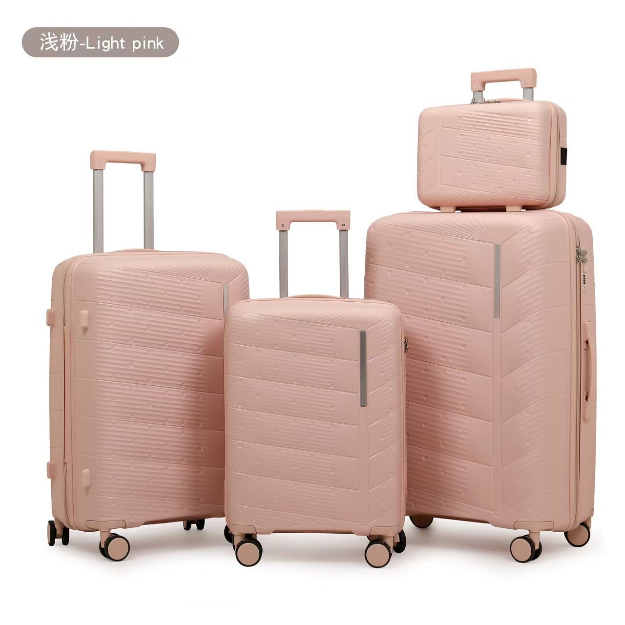 Procesamiento personalizado de cuatro piezas caja de tracción silenciosa rueda universal cremallera maleta de 20 pulgadas caja de cifrado maleta