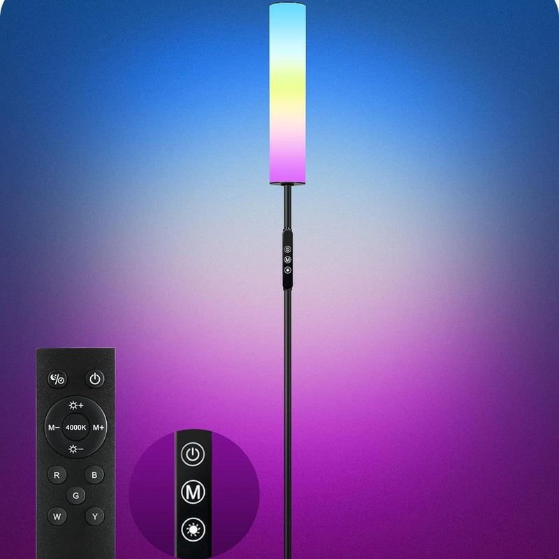 Ledオフィスホーム3色5点調整可能縦型フロアライトリモコン付きタッチ制御読書タイマーライト|undefined