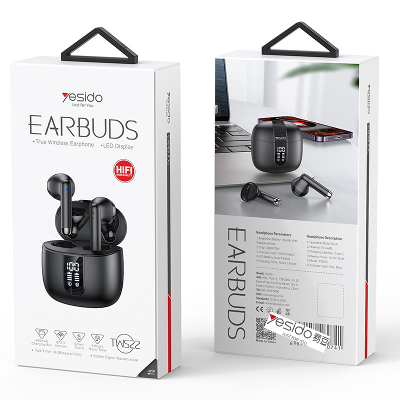 yesido Bluetooth ワイヤレスイヤホン インイヤー型 高音質 ステレオサウンド デジタルディスプレイ搭載 twsイヤホン ノイズキャンセリング Bluetoothイヤホン|undefined