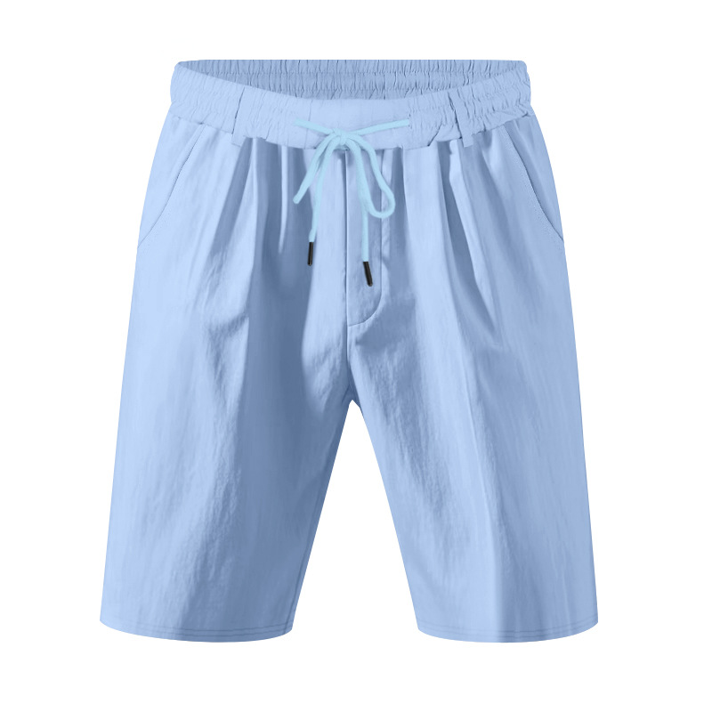 Estación independiente transfronteriza americana relajada casual hombre lino transpirable de verano arena transpirable secado rápido pantalones cortos transpirables para hombre