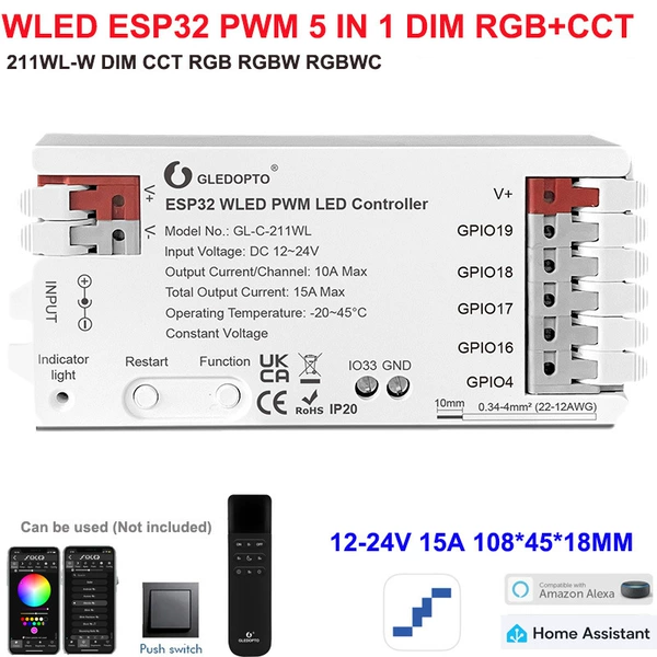[【211W WLED】PWM+七彩白暧★【 RGBCCT】5合1★32]