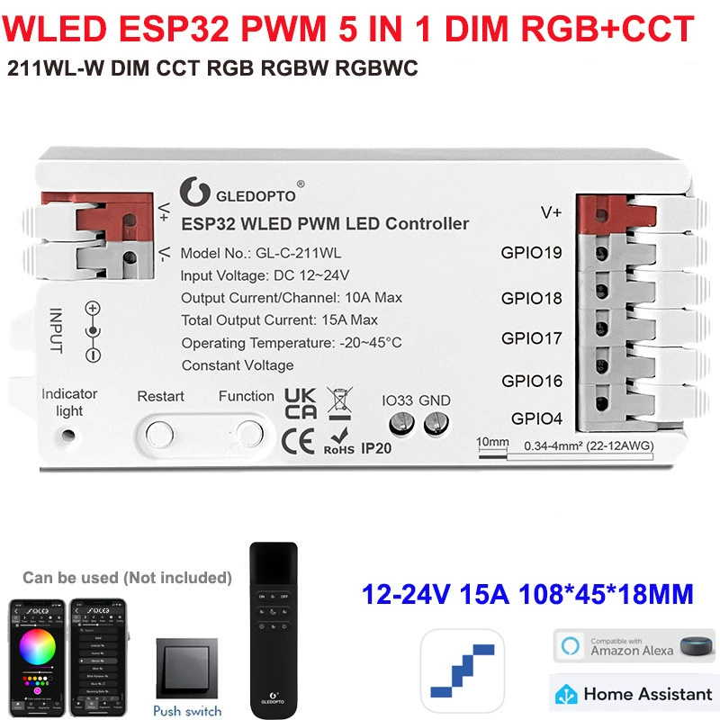 Контроллер световой ленты WLED с ESP32, микрофоном, доступен по адресу, симфонический SPI LED контроллер с адресацией