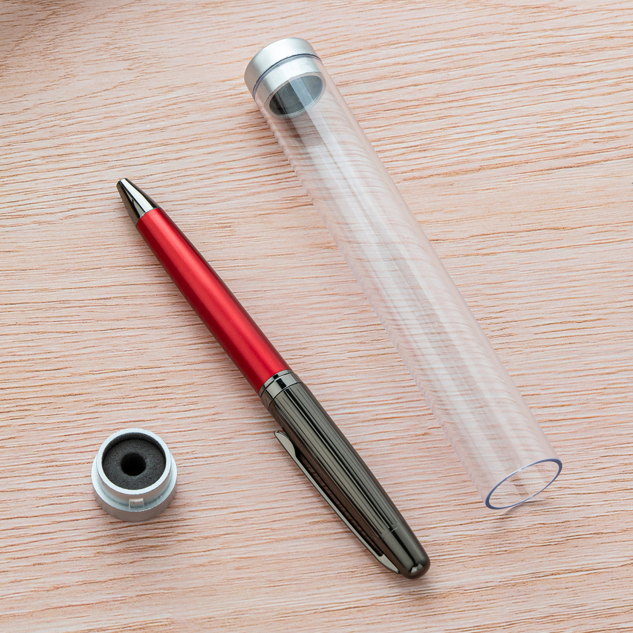 Acrílico caja de la pluma cilindro de plástico transparente de cristal de embalaje caja de la pluma firma pluma de publicidad pluma de regalo pluma de la pluma caja de la pluma