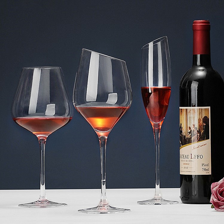 Tazas de vino de cristal de nuez, tazas de champán, tazas de vino de borgoña europeas, tazas de restaurantes, tazas de pies altos